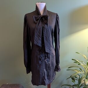 Vintage Black Bow Detail Tunic Dress Contemporary Goth Victorian Possibilities